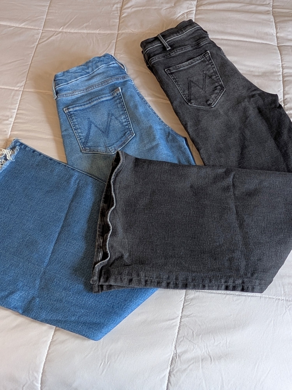 MOTHER Two Pair The Roller Fray Blue  Jeans & The Hustler Roller Sneak Blk Sz 29